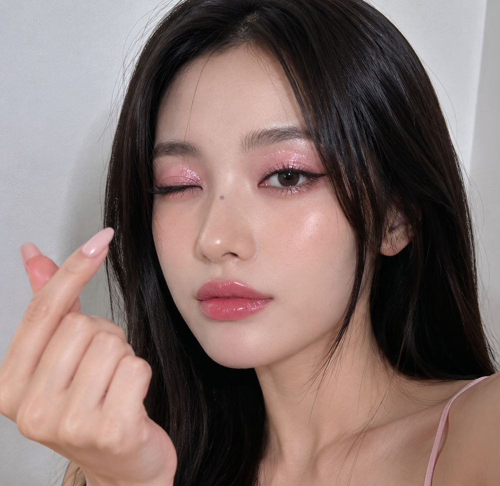 K beauty glitter eye makeup