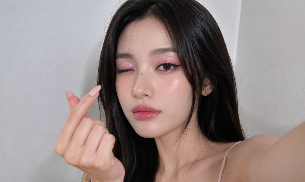 K beauty glitter eye makeup